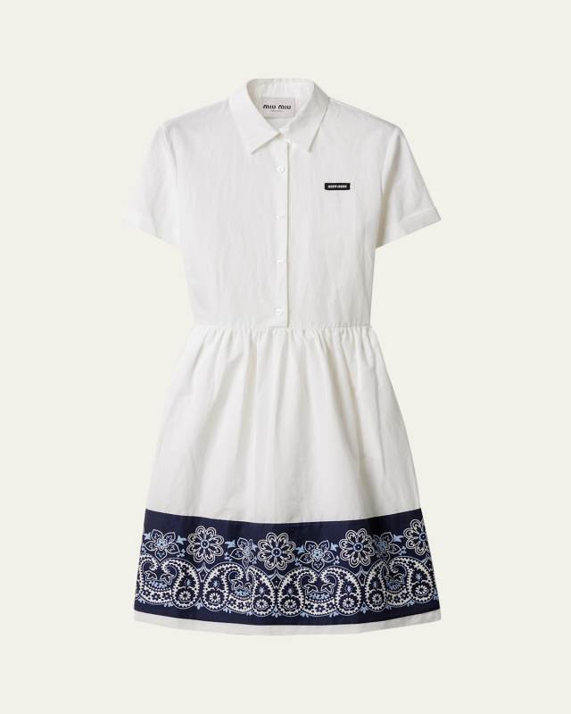 Poplin Bandana Knee-Length Shirtdress